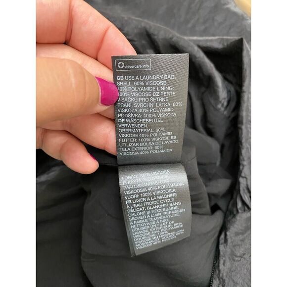 & OTHER STORIES Black Mini Dress Balloon Sleeves Satin Night Out Crewneck HOCO 8 - Picture 10 of 12